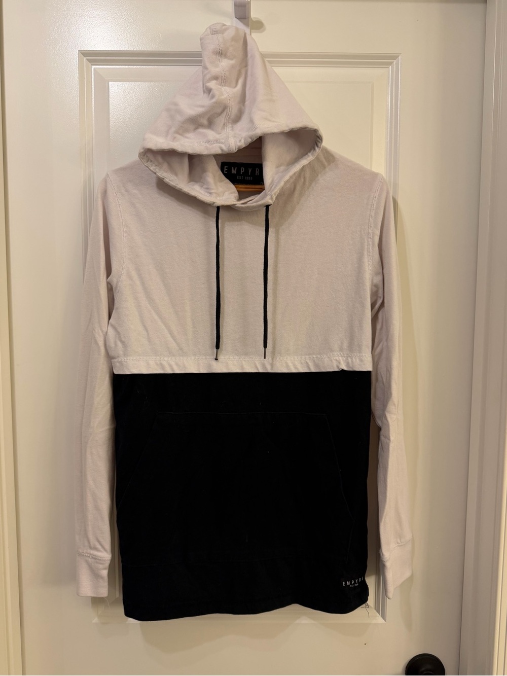 Empyre White and Black Hoodie with Black Drawstrings
